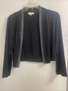 Calvin Klein Black Open-Front Jacket with Silver Stud Trim